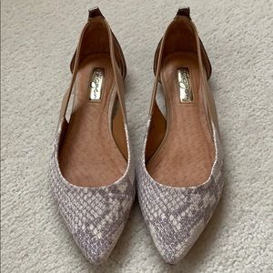 Halogen pointed toe flats, snake print